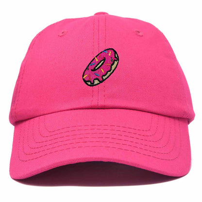 Dalix Donut Embroidered Mens Cotton Dad Hat Baseball Cap in Hot Pink