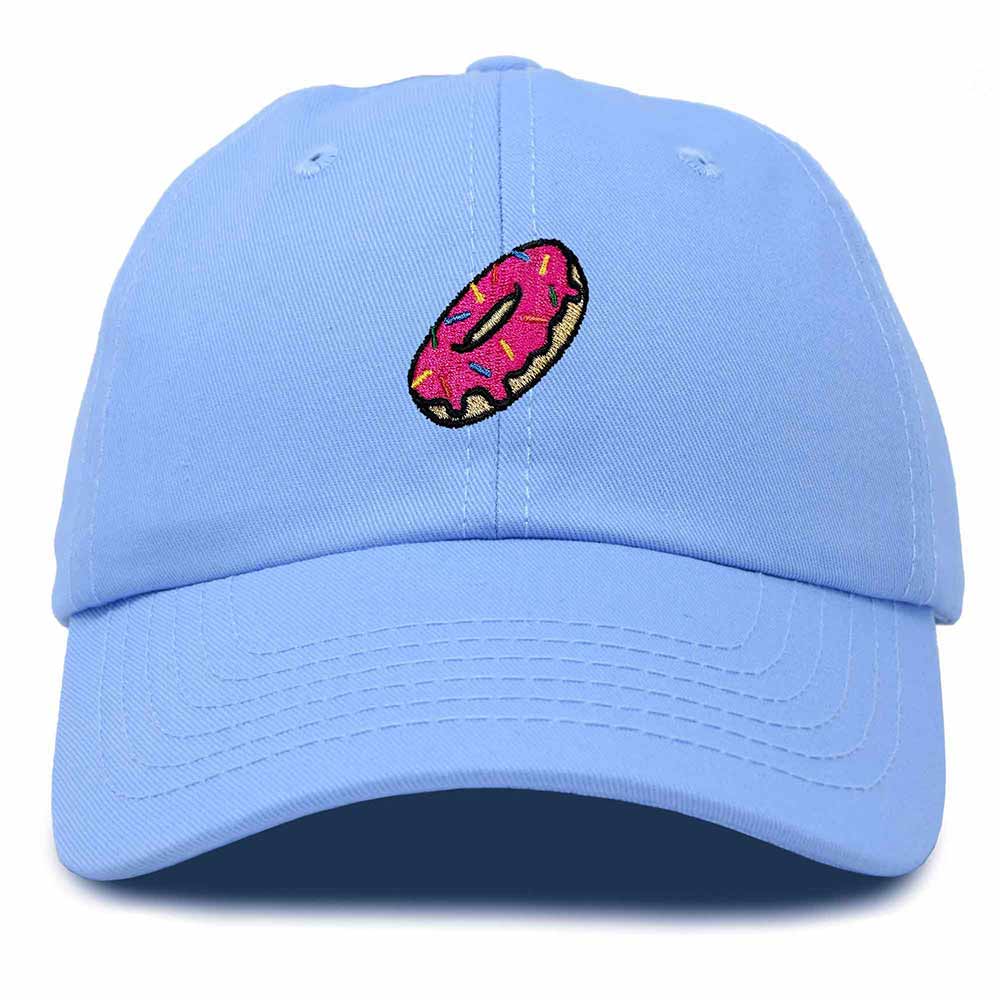 Dalix Donut Embroidered Mens Cotton Dad Hat Baseball Cap in Light Blue