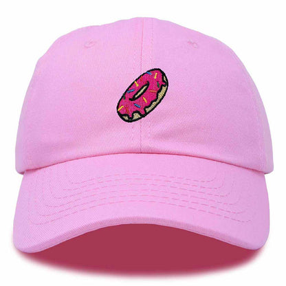 Dalix Donut Embroidered Mens Cotton Dad Hat Baseball Cap in Light Pink