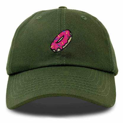Dalix Donut Embroidered Mens Cotton Dad Hat Baseball Cap in Olive