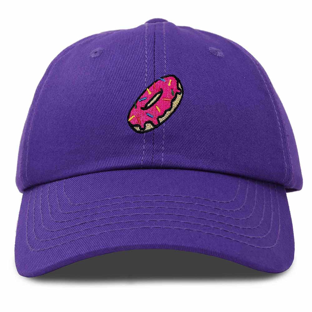 Dalix Donut Embroidered Mens Cotton Dad Hat Baseball Cap in Purple