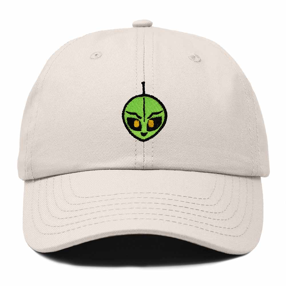 Dalix Duder Alien Embroidered Cotton Space UFO Outdoor Baseball Cap Dad Hat Mens in Beige