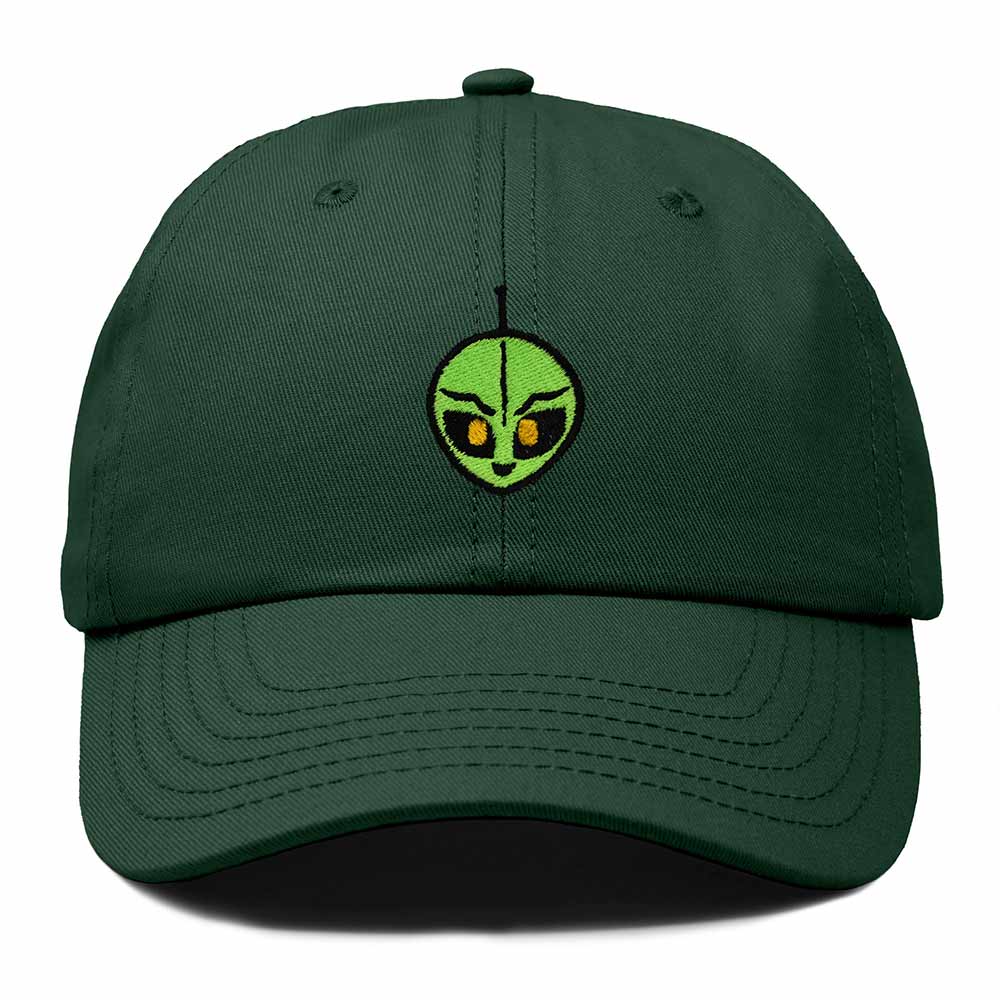 Dalix Duder Alien Embroidered Cotton Space UFO Outdoor Baseball Cap Dad Hat Mens in Dark Green