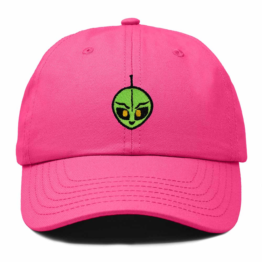 Dalix Duder Alien Embroidered Cotton Space UFO Outdoor Baseball Cap Dad Hat Mens in Hot Pink
