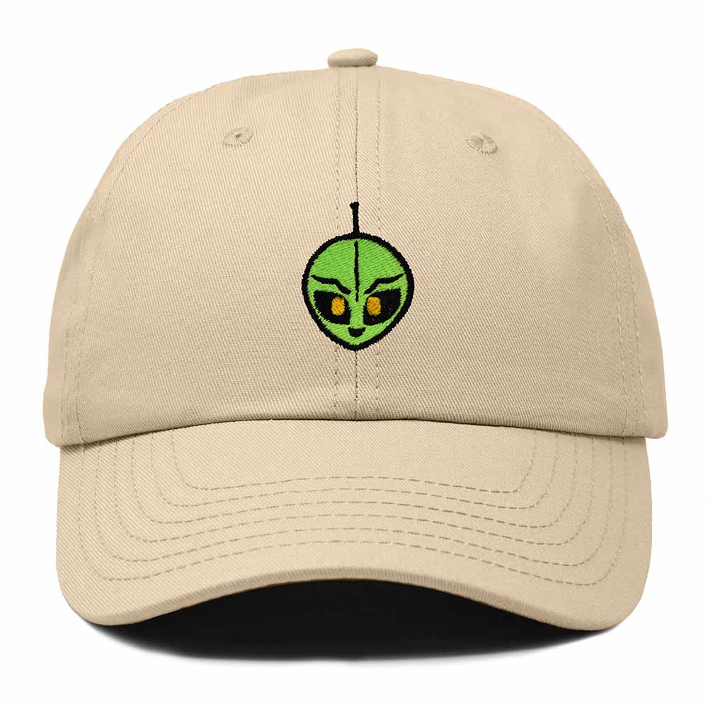 Dalix Duder Alien Embroidered Cotton Space UFO Outdoor Baseball Cap Dad Hat Mens in Khaki