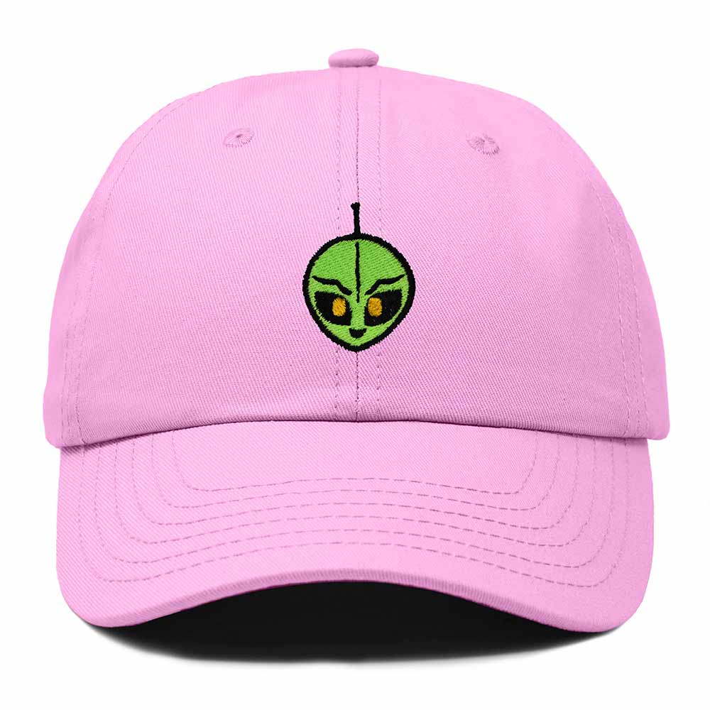 Dalix Duder Alien Embroidered Cotton Space UFO Outdoor Baseball Cap Dad Hat Mens in Light Pink