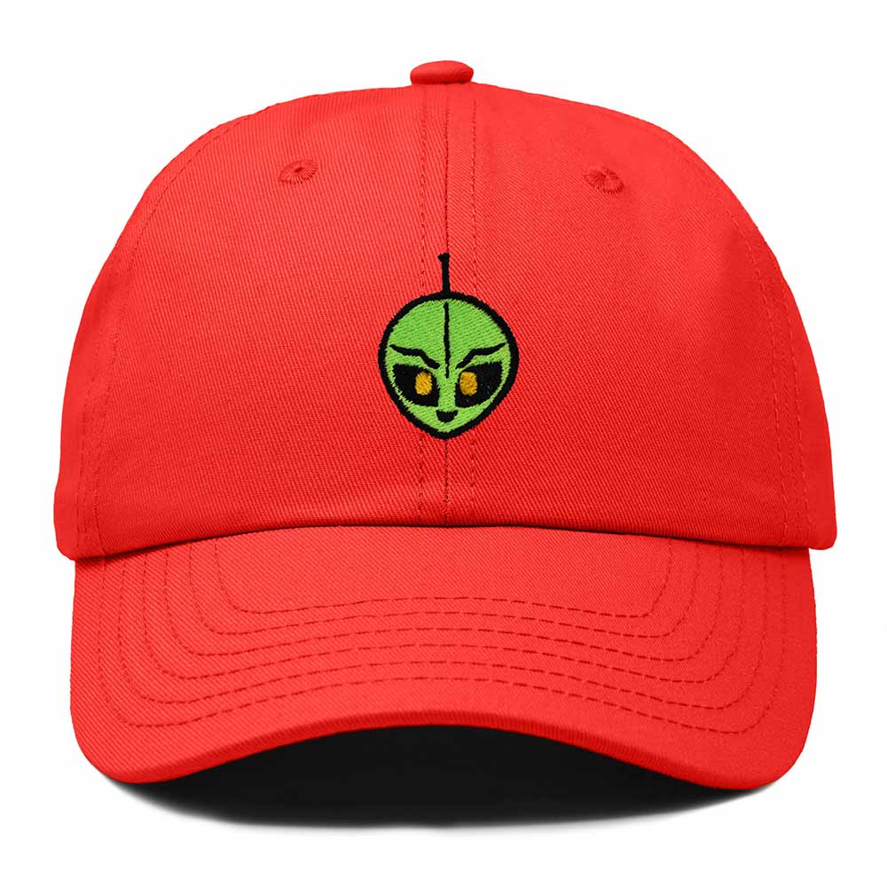 Dalix Duder Alien Embroidered Cotton Space UFO Outdoor Baseball Cap Dad Hat Mens in Red