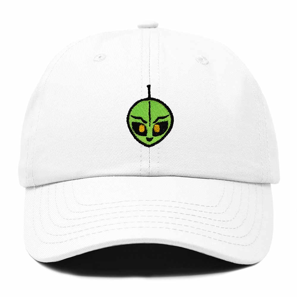 Dalix Duder Alien Embroidered Cotton Space UFO Outdoor Baseball Cap Dad Hat Mens in White
