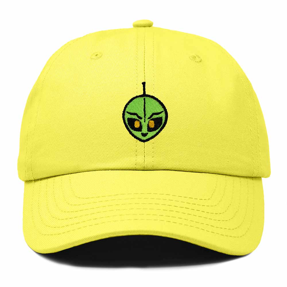 Dalix Duder Alien Embroidered Cotton Space UFO Outdoor Baseball Cap Dad Hat Mens in Yellow
