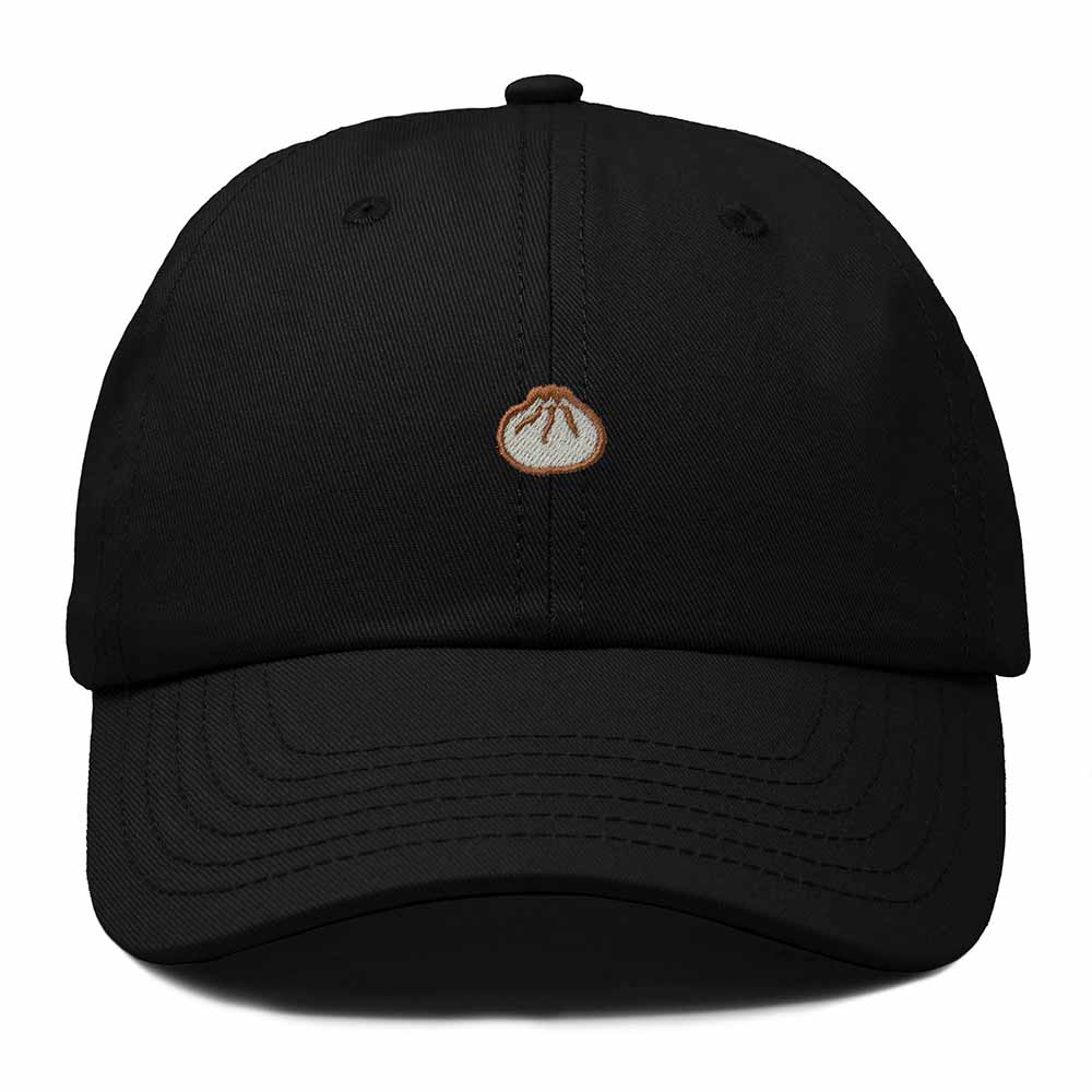 Dalix Dumpling Embroidered Dad Hat Cotton Cap Adjustable Strap Xiao Long Bao Food Low Profile Womens in Black