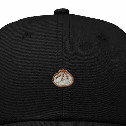 Dalix Dumpling Embroidered Dad Hat Cotton Cap Adjustable Strap Xiao Long Bao Food Low Profile Womens in Black