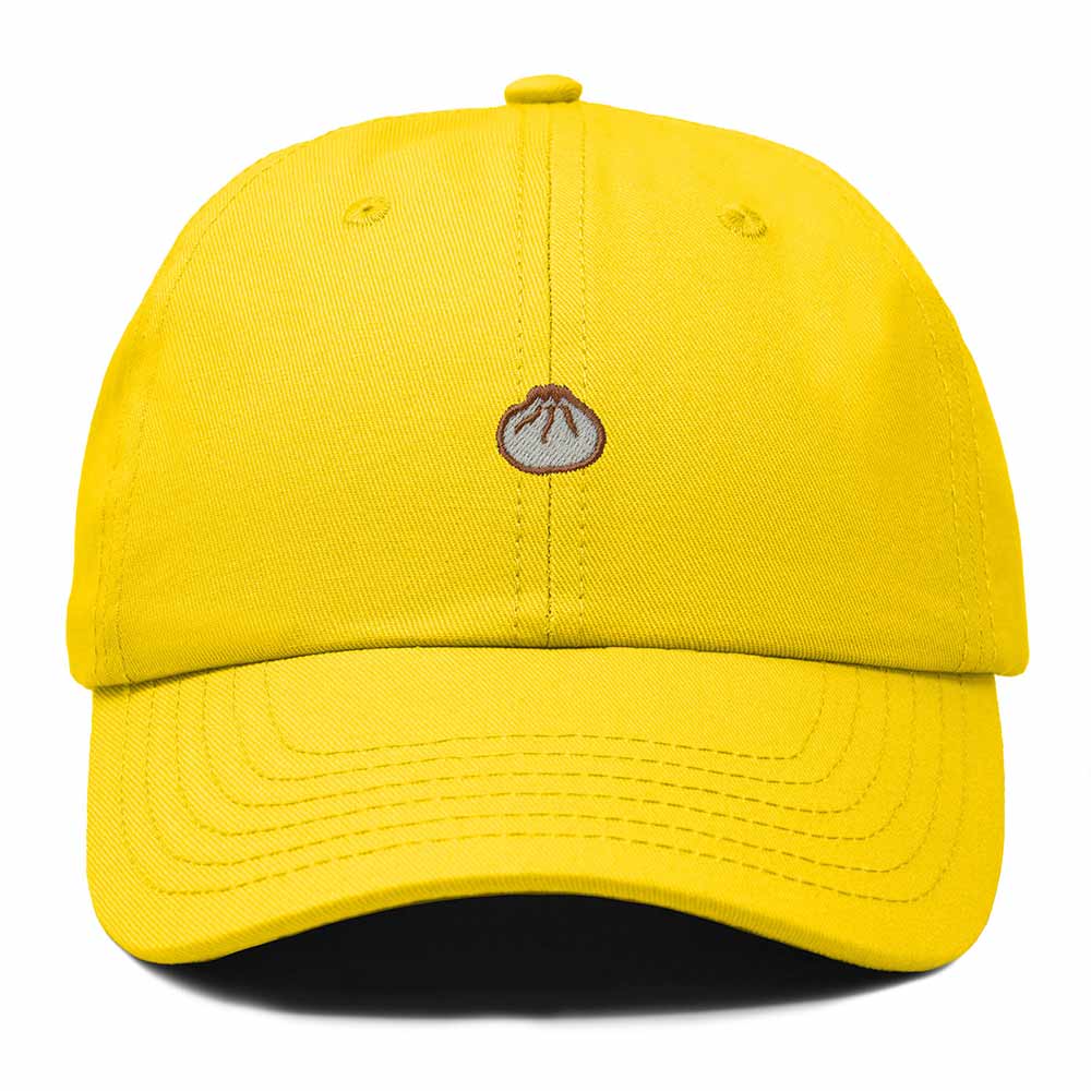 Dalix Dumpling Embroidered Dad Hat Cotton Cap Adjustable Strap Xiao Long Bao Food Low Profile Womens in Gold