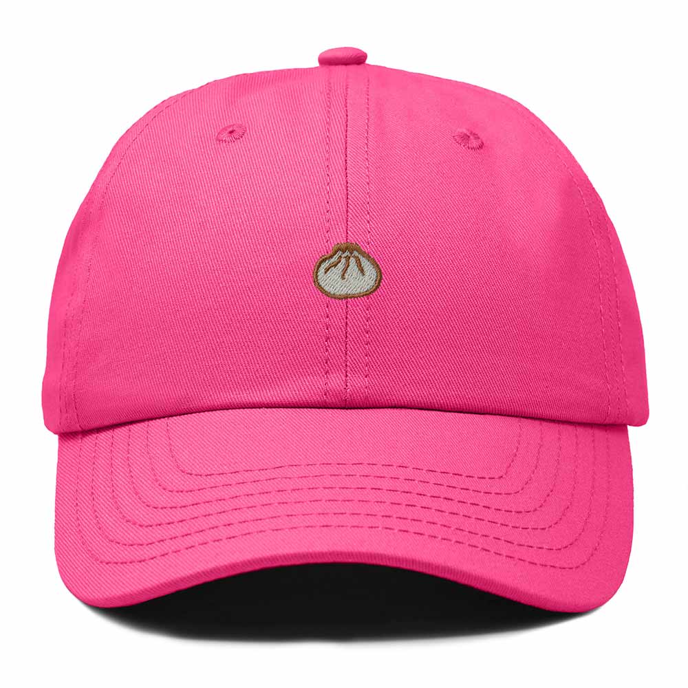Dalix Dumpling Embroidered Dad Hat Cotton Cap Adjustable Strap Xiao Long Bao Food Low Profile Womens in Hot Pink