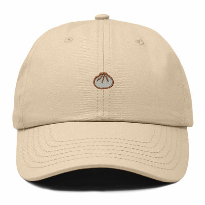 Dalix Dumpling Embroidered Dad Hat Cotton Cap Adjustable Strap Xiao Long Bao Food Low Profile Womens in Khaki