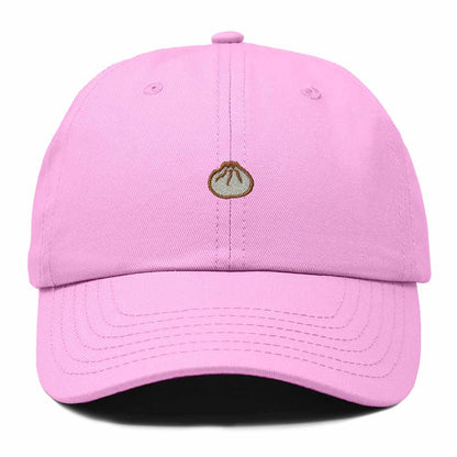 Dalix Dumpling Embroidered Dad Hat Cotton Cap Adjustable Strap Xiao Long Bao Food Low Profile Womens in Light Pink