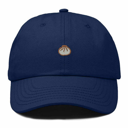 Dalix Dumpling Embroidered Dad Hat Cotton Cap Adjustable Strap Xiao Long Bao Food Low Profile Womens in Navy Blue