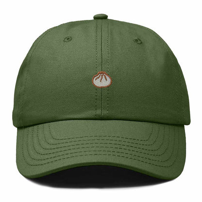 Dalix Dumpling Embroidered Dad Hat Cotton Cap Adjustable Strap Xiao Long Bao Food Low Profile Womens in Olive