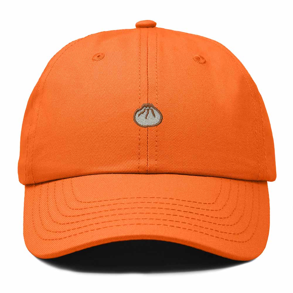 Dalix Dumpling Embroidered Dad Hat Cotton Cap Adjustable Strap Xiao Long Bao Food Low Profile Womens in Orange