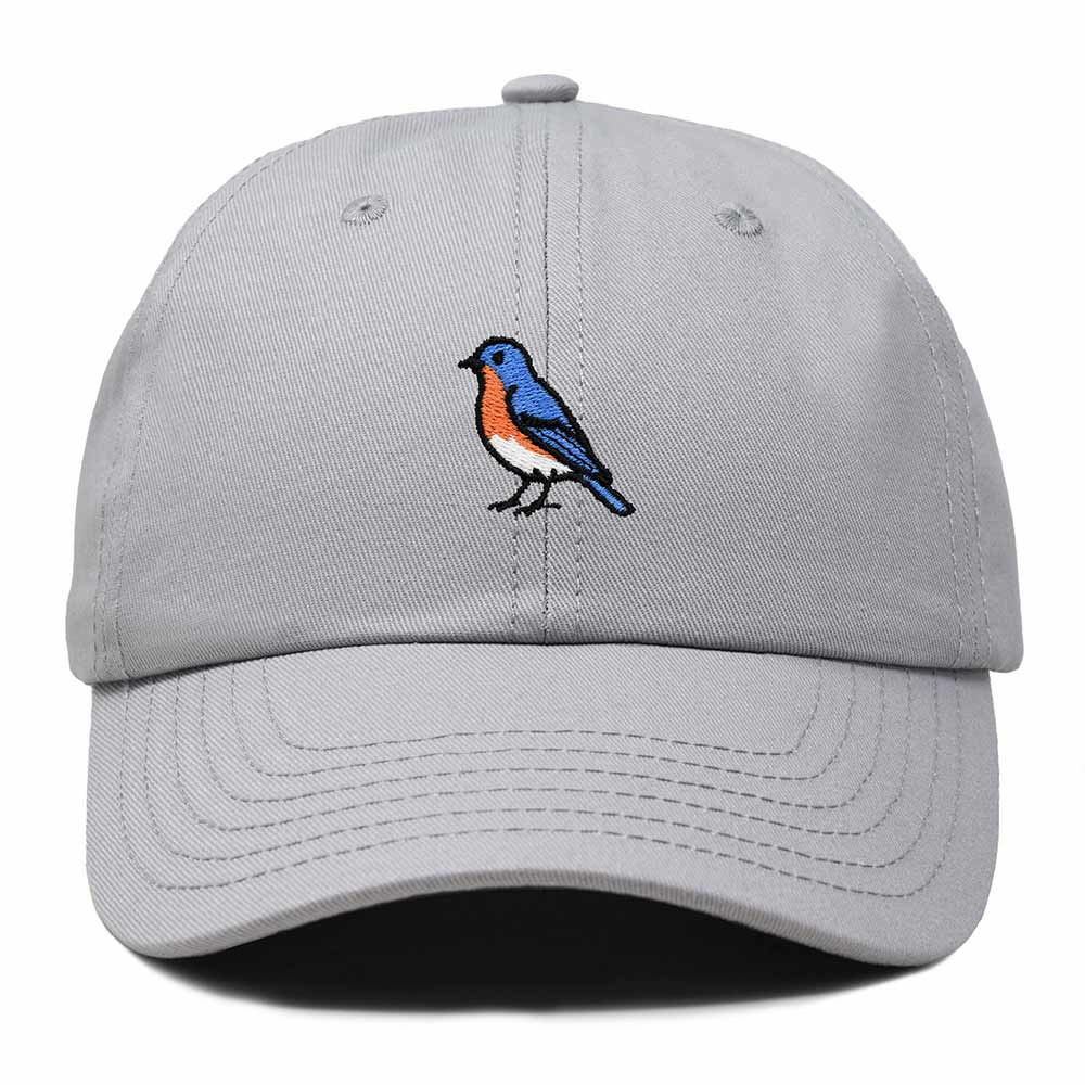 Dalix Eastern Bluebird Missouri Embroidered Bird Cotton Baseball Cap Dad Hat Mens Womens Outdoor Summer in Gray