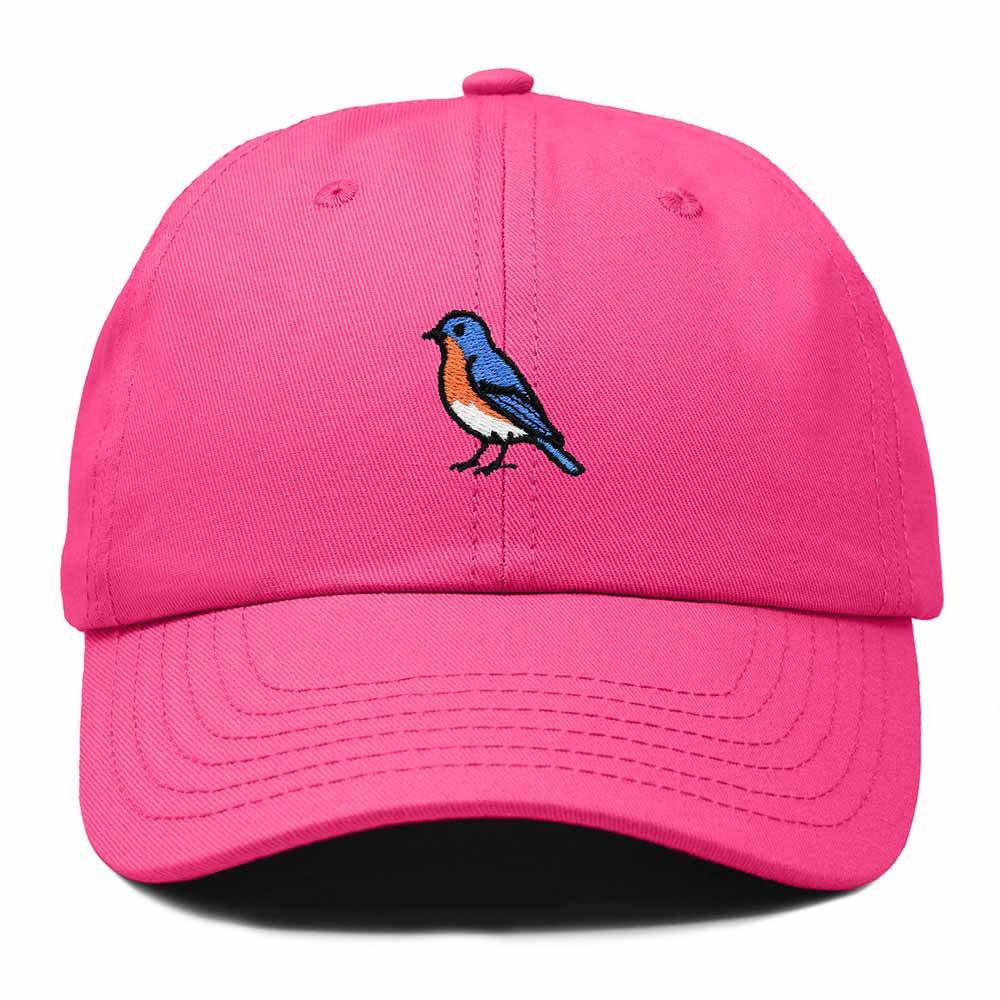 Dalix Eastern Bluebird Missouri Embroidered Bird Cotton Baseball Cap Dad Hat Mens Womens Outdoor Summer in Hot Pink