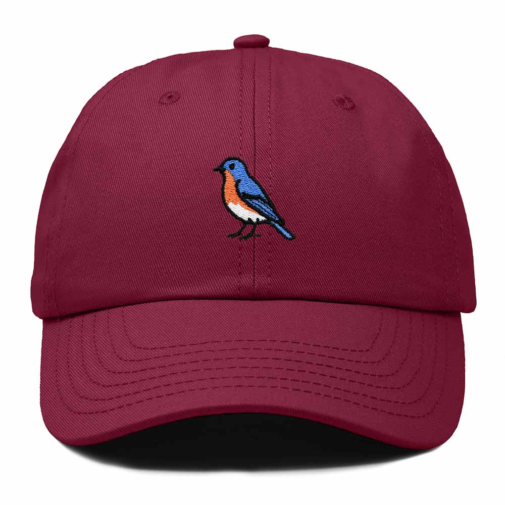 Dalix Eastern Bluebird Missouri Embroidered Bird Cotton Baseball Cap Dad Hat Mens Womens Outdoor Summer in Maroon