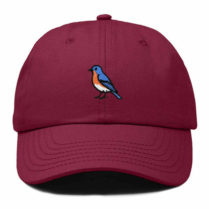Dalix Eastern Bluebird Missouri Embroidered Bird Cotton Baseball Cap Dad Hat Mens Womens Outdoor Summer in Maroon