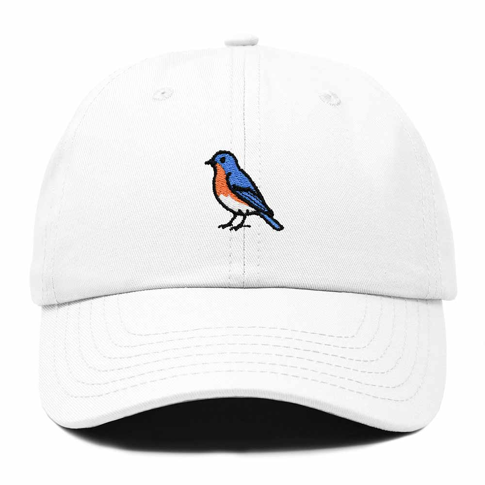 Dalix Eastern Bluebird Missouri Embroidered Bird Cotton Baseball Cap Dad Hat Mens Womens Outdoor Summer in White