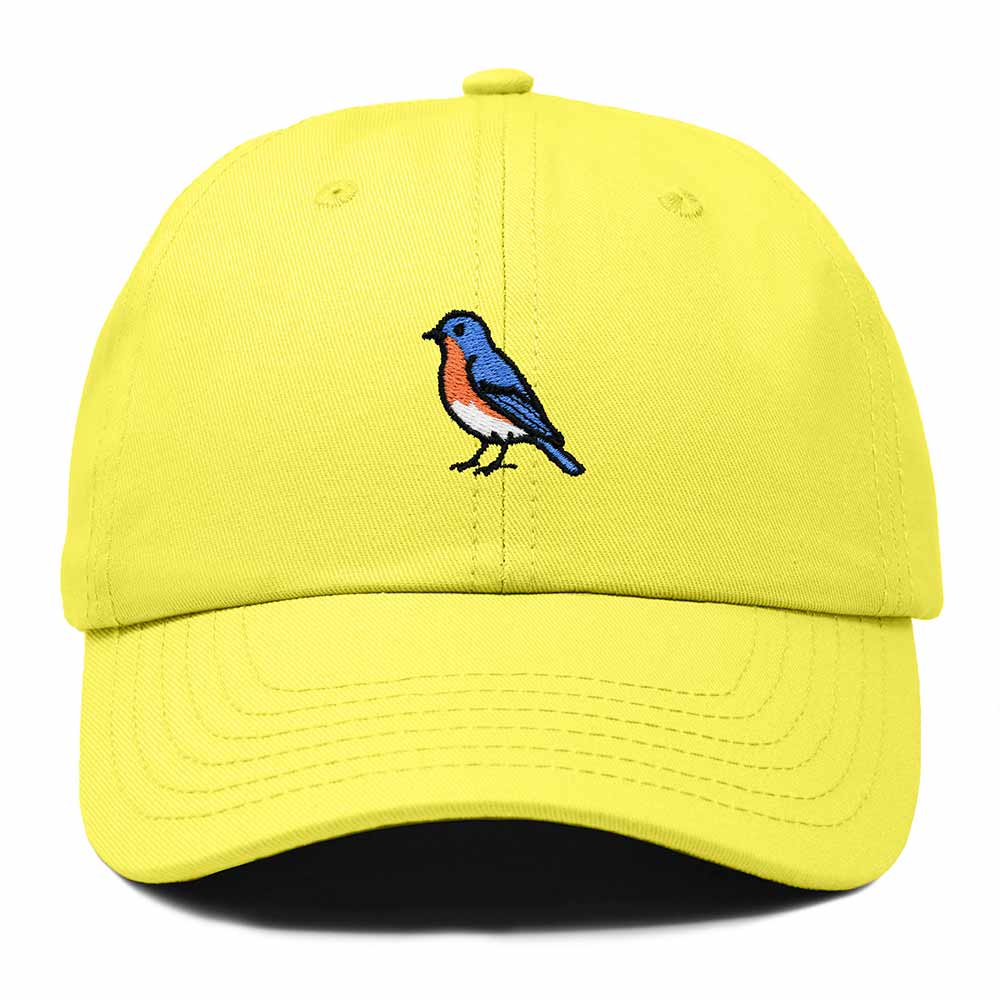 Dalix Eastern Bluebird Missouri Embroidered Bird Cotton Baseball Cap Dad Hat Mens Womens Outdoor Summer in Yellow