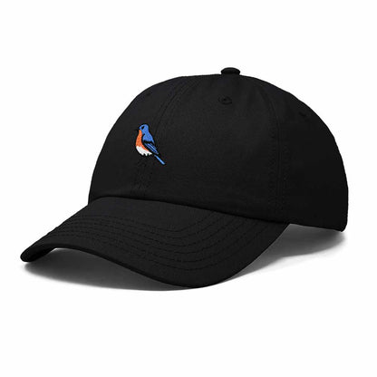 Dalix Eastern Bluebird New York Embroidered Bird Cotton Baseball Cap Dad Hat Mens Womens Outdoor Summer in Black