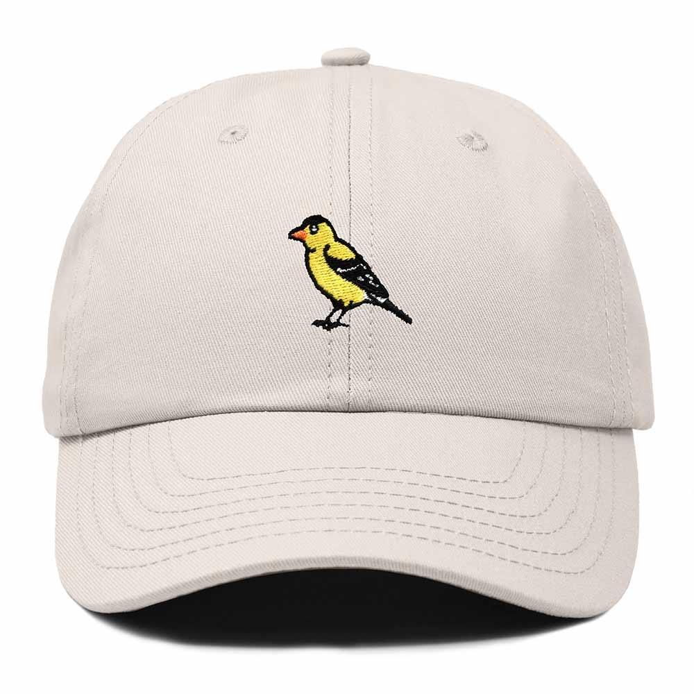 Dalix Eastern Goldfinch Iowa Embroidered Bird Cotton Baseball Cap Dad Hat Mens Womens Outdoor Summer in Beige