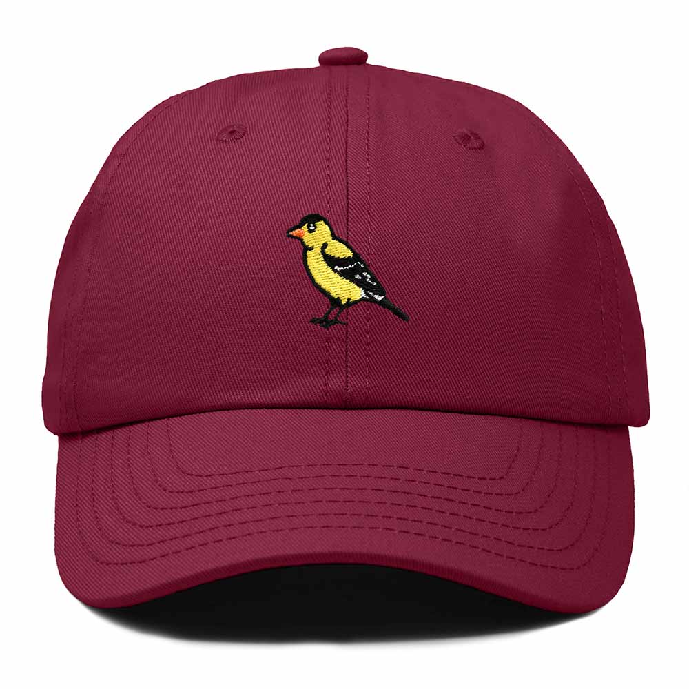 Dalix Eastern Goldfinch Iowa Embroidered Bird Cotton Baseball Cap Dad Hat Mens Womens Outdoor Summer in Maroon