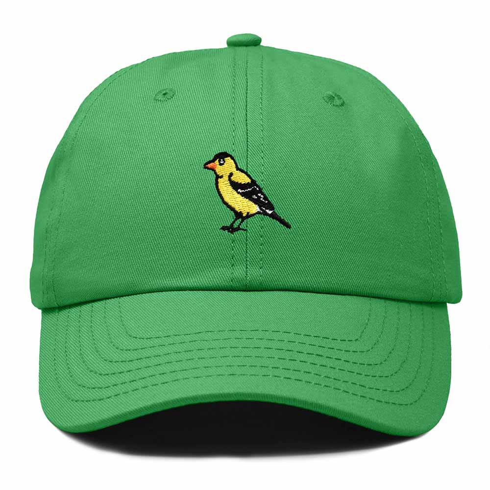 Dalix Eastern Goldfinch New Jersey Embroidered Bird Cotton Baseball Cap Dad Hat Mens Womens Outdoor Summer in Kelly Green