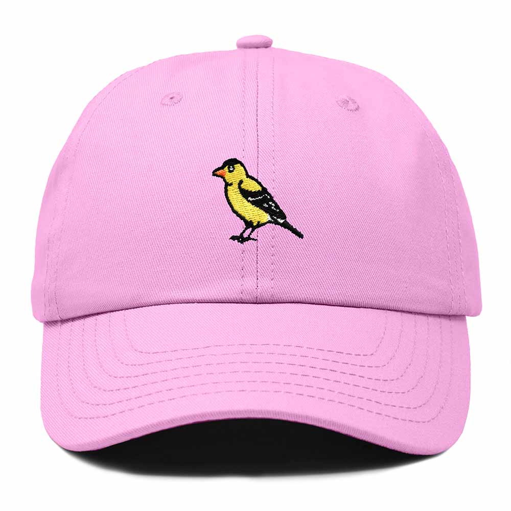 Dalix Eastern Goldfinch New Jersey Embroidered Bird Cotton Baseball Cap Dad Hat Mens Womens Outdoor Summer in Light Pink