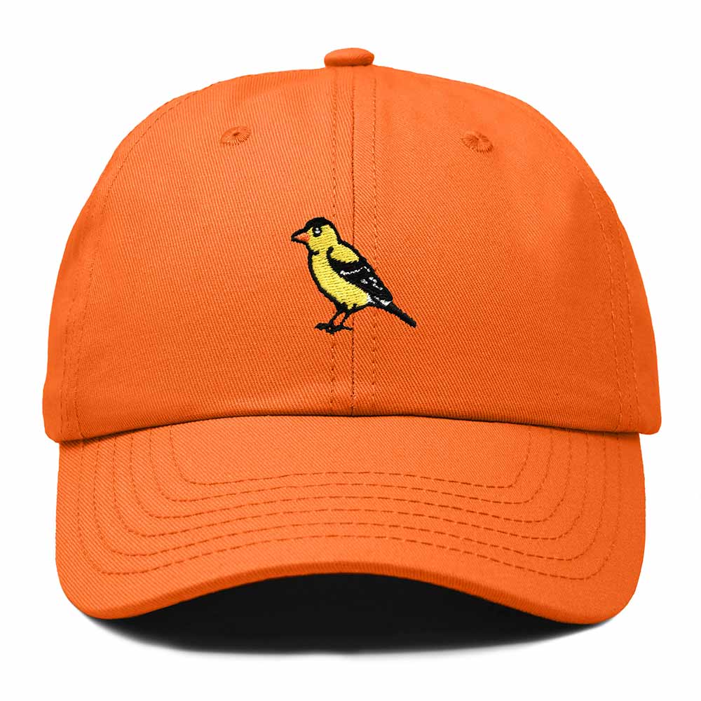 Dalix Eastern Goldfinch New Jersey Embroidered Bird Cotton Baseball Cap Dad Hat Mens Womens Outdoor Summer in Orange