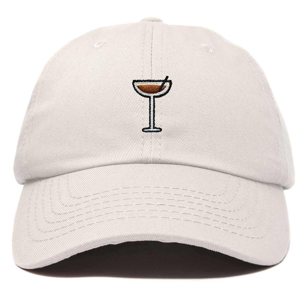 Dalix Coffee Martini Embroidered Cap Cotton Baseball Cute Cool Dad Hat Womens in Beige