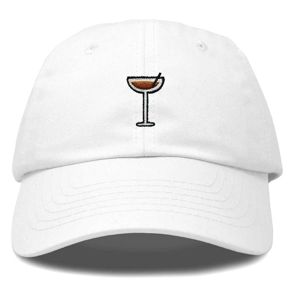 Dalix Coffee Martini Embroidered Cap Cotton Baseball Cute Cool Dad Hat Womens in White