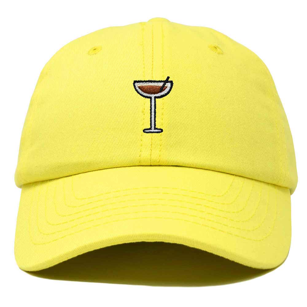 Dalix Coffee Martini Embroidered Cap Cotton Baseball Cute Cool Dad Hat Womens in Yellow