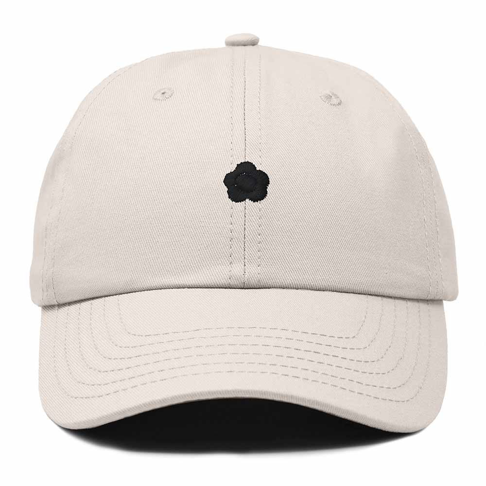 Dalix Lil Flower Embroidered Cotton Cap Outdoor Dad Hat Womens in Beige