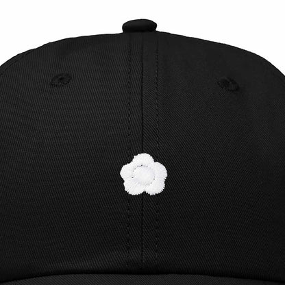 Dalix Lil Flower Embroidered Cotton Cap Outdoor Dad Hat Womens in Black