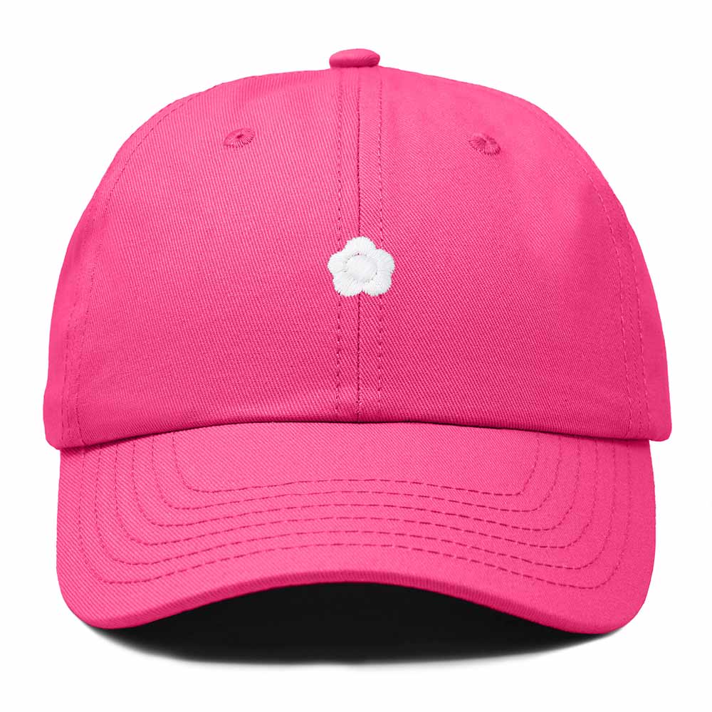 Dalix Lil Flower Embroidered Cotton Cap Outdoor Dad Hat Womens in Hot Pink