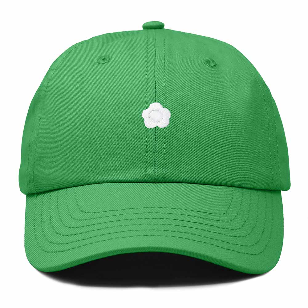 Dalix Lil Flower Embroidered Cotton Cap Outdoor Dad Hat Womens in Kelly Green
