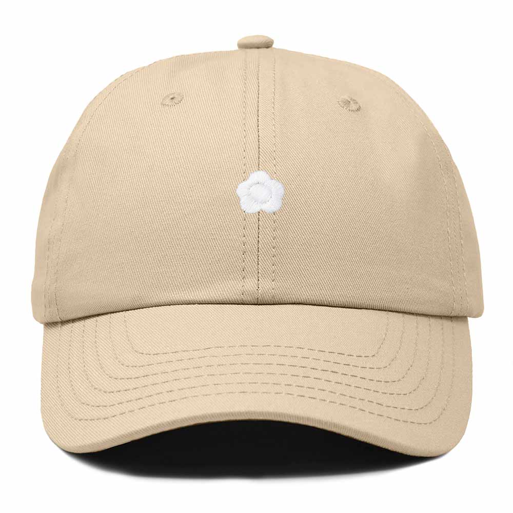 Dalix Lil Flower Embroidered Cotton Cap Outdoor Dad Hat Womens in Khaki