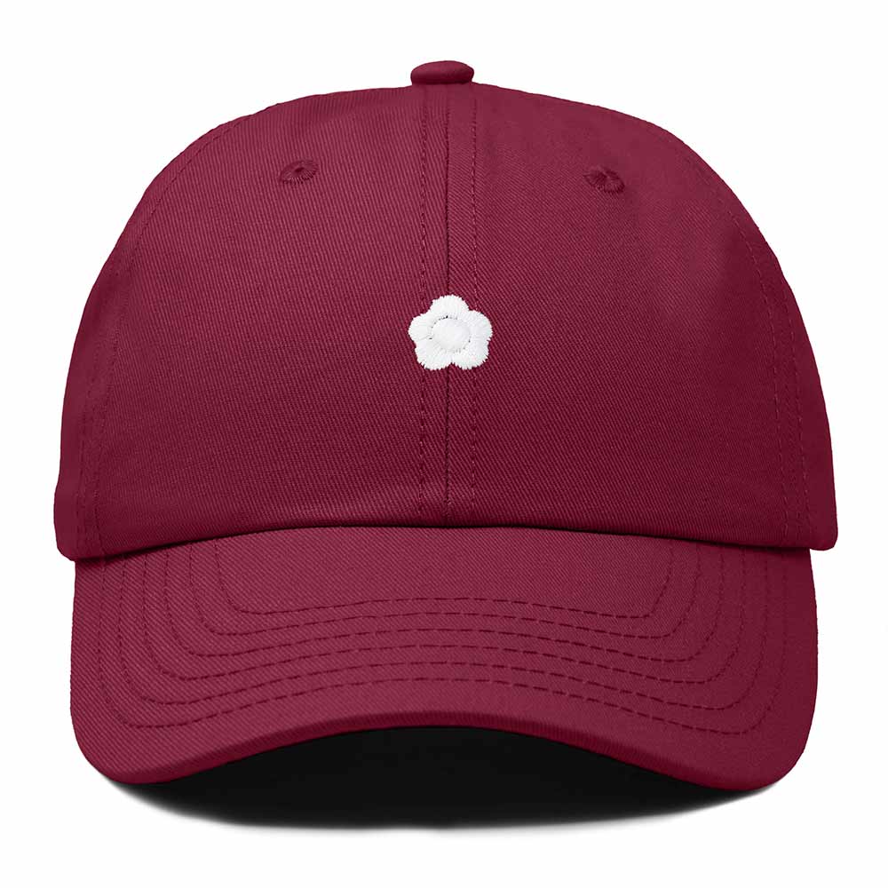 Dalix Lil Flower Embroidered Cotton Cap Outdoor Dad Hat Womens in Maroon