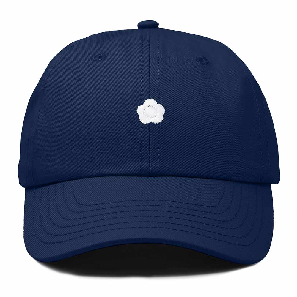 Dalix Lil Flower Embroidered Cotton Cap Outdoor Dad Hat Womens in Navy Blue