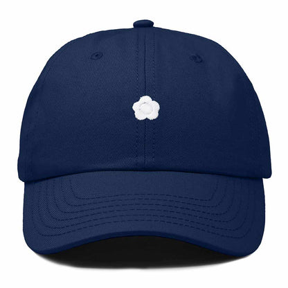 Dalix Lil Flower Embroidered Cotton Cap Outdoor Dad Hat Womens in Navy Blue