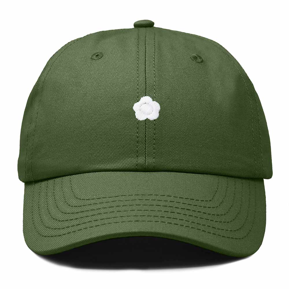 Dalix Lil Flower Embroidered Cotton Cap Outdoor Dad Hat Womens in Olive