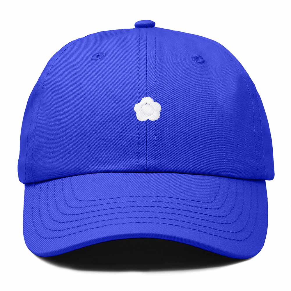 Dalix Lil Flower Embroidered Cotton Cap Outdoor Dad Hat Womens in Royal Blue