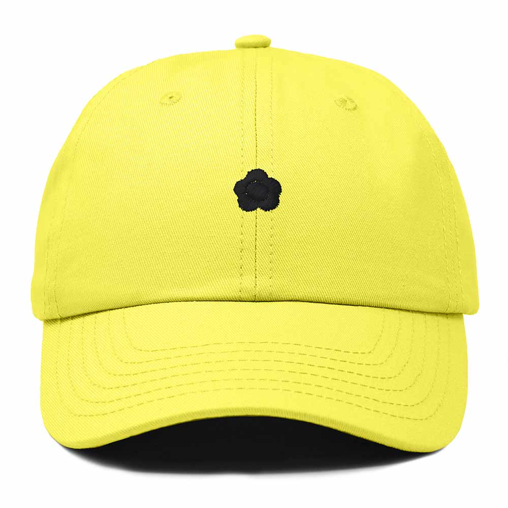 Dalix Lil Flower Embroidered Cotton Cap Outdoor Dad Hat Womens in Yellow