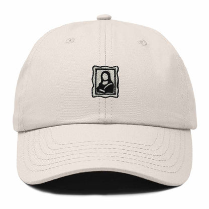 Dalix Portrait Frame Embroidered Adjustable Art Cotton Twill Dad Hat for Women in Beige