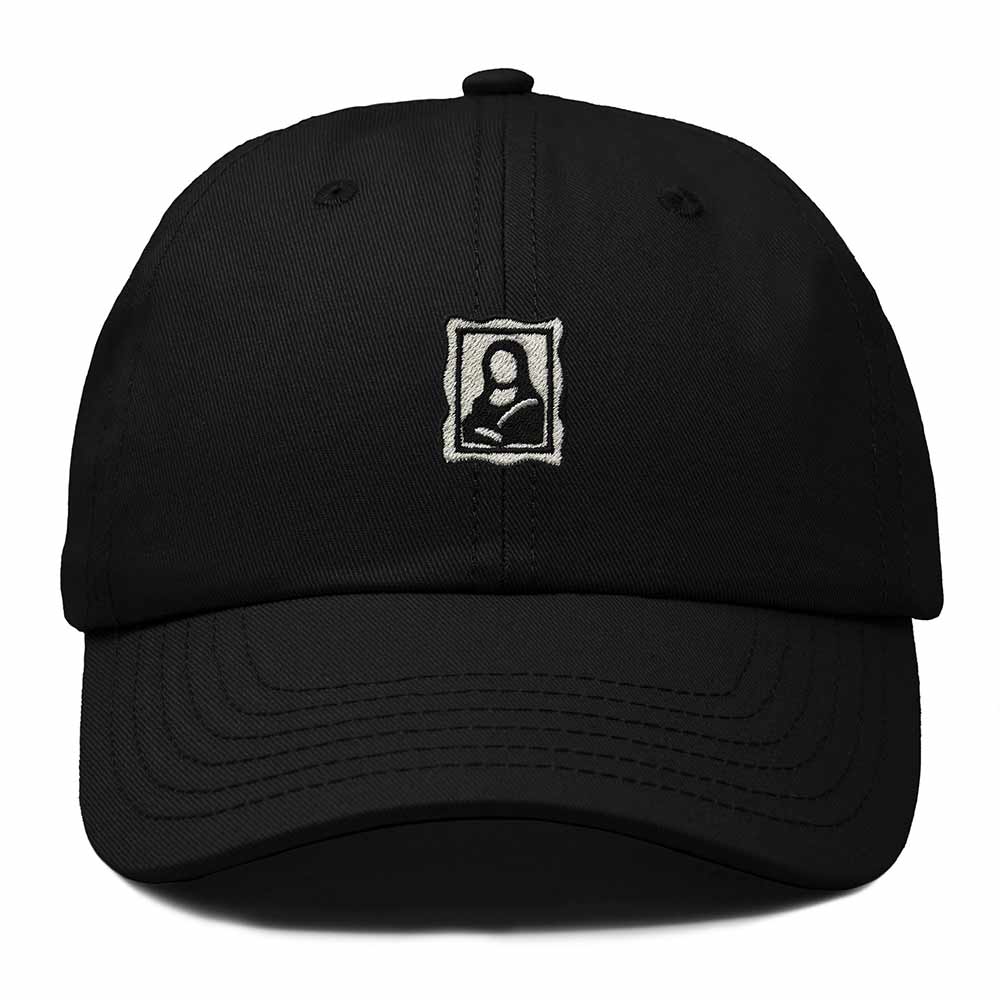 Dalix Portrait Frame Embroidered Adjustable Art Cotton Twill Dad Hat for Women in Black